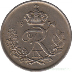 Монета. Дания. 25 эре 1954 год.