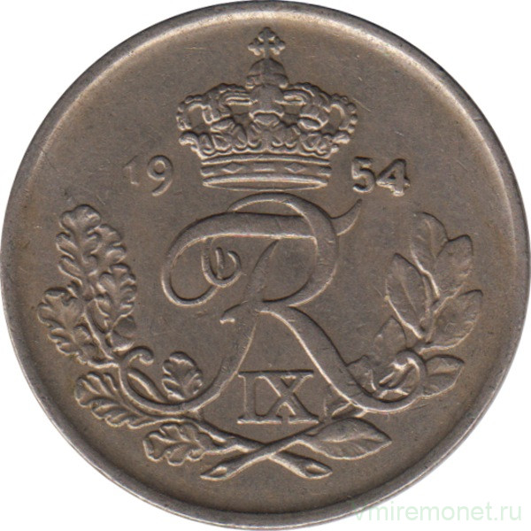 Монета. Дания. 25 эре 1954 год.