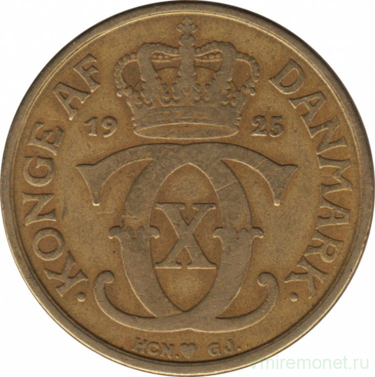 Монета. Дания. 2 кроны 1925 год.