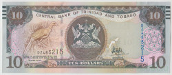 Банкнота. Тринидад и Тобаго. 10 долларов 2015 год.