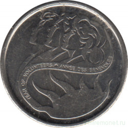 Монета. Канада. 10 центов 2001 год. Международный год волонтёров. (P)