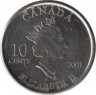 Монета. Канада. 10 центов 2001 год. Международный год волонтёров. (P) рев.