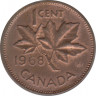 Монета. Канада. 1 цент 1968 год. ав.