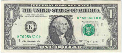 Банкнота. США. 1 доллар 2009 год. Серия К. Тип 530.