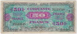 Банкнота. Франция. Американская оккупация. 50 франков 1944 год. Тип 122b.