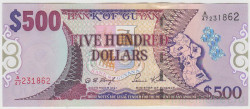 Банкнота. Гайана. 500 долларов 2002 год.