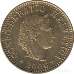 Монета. Швейцария. 5 раппенов 2006 год.