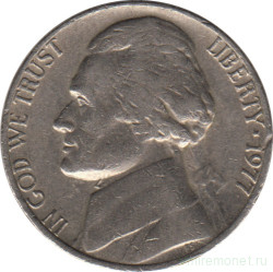 Монета. США. 5 центов 1977 год. 
