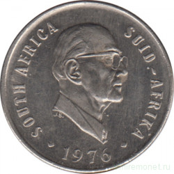 Монета. Южно-Африканская республика (ЮАР). 10 центов 1976 год. Окончание президентства Якобуса Йоханнеса Фуше.