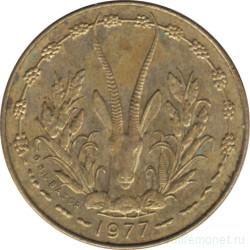 Монета. Западноафриканский экономический и валютный союз (ВСЕАО). 5 франков 1977 год.