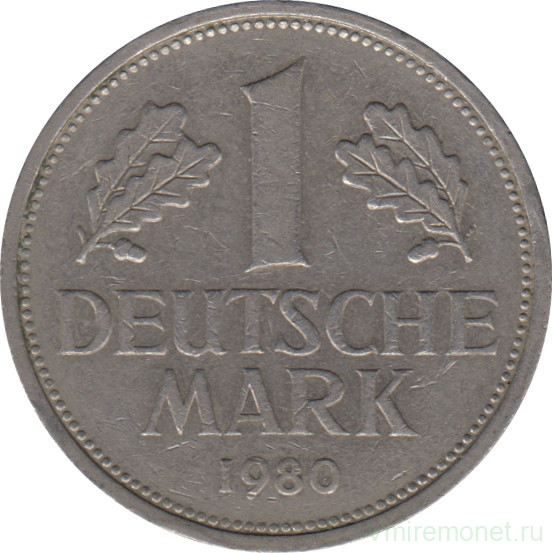 Монета. ФРГ. 1 марка 1980 год. Монетный двор - Мюнхен (D).