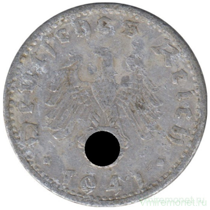 Монета. Германия. Третий Рейх. 50 рейхспфеннигов 1941 год. Монетный двор - Мюнхен (D).