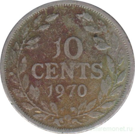 Монета. Либерия. 10 центов 1970 год.