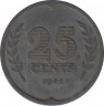 Монета. Нидерланды. 25 центов 1941 год. Цинк. ав.