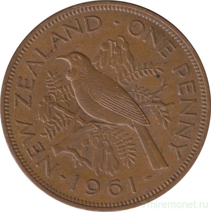 Монета. Новая Зеландия. 1 пенни 1961 год.