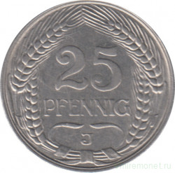 Монета. Германия (Германская империя 1871-1922). 25 пфеннигов 1912 год. Монетный двор - Гамбург (J). 