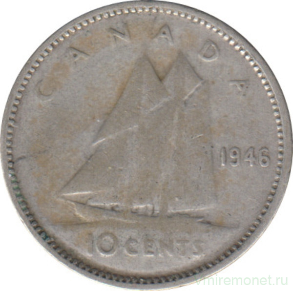 Монета. Канада. 10 центов 1946 год.