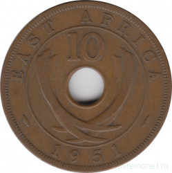 Монета. Британская Восточная Африка. 10 центов 1951 год.