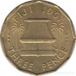 Монета. Фиджи. 3 пенса 1967 год.
