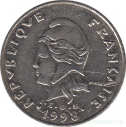 Монета. Французская Полинезия. 20 франков 1998 год.