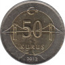  Монета. Турция. 50 курушей 2012 год. ав.