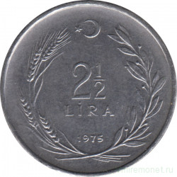 Монета. Турция. 2,5 лиры 1975 год.