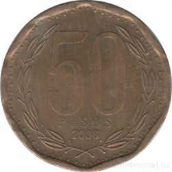 Монета. Чили. 50 песо 2008 год.