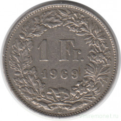 Монета. Швейцария. 1 франк 1969 год. (B)