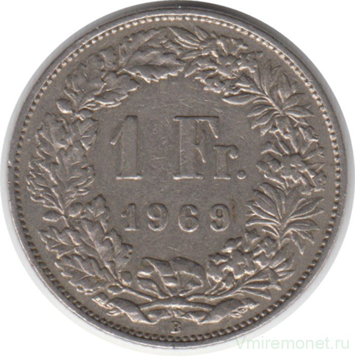 Монета. Швейцария. 1 франк 1969 год. (B)