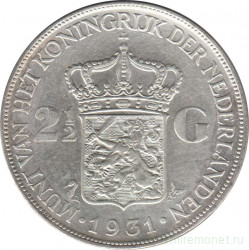 Монета. Нидерланды. 2,5 гульдена 1931 год.