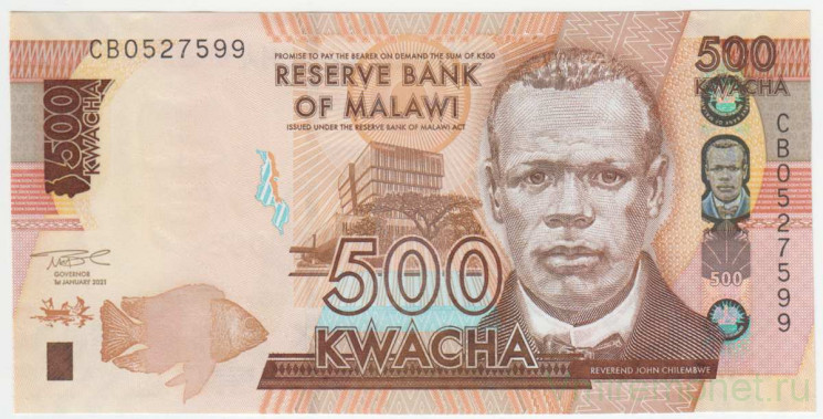 Банкнота. Малави. 500 квачей 2021 год. Тип 66(4).