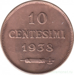 Монета. Сан-Марино. 10 чентезимо 1938 год.