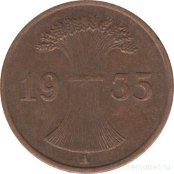 Монета. Германия. Веймарская республика. 1 рейхспфенниг 1935 год. Монетный двор - Берлин (А).