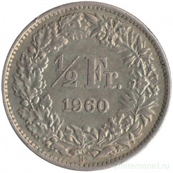 Монета. Швейцария. 1/2 франка 1960 год.