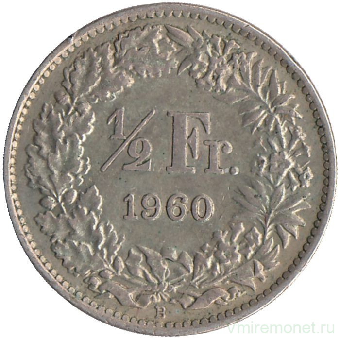 Монета. Швейцария. 1/2 франка 1960 год.