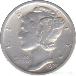 Монета. США. 10 центов 1920 год. Без отметки монетного двора.