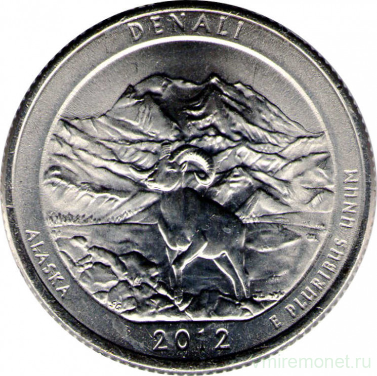 Монета. США. 25 центов 2012 год. Национальный парк № 15 Денали (Аляска). Монетный двор P.