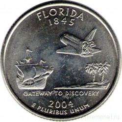 Монета. США. 25 центов 2004 год. Штат № 27 Флорида. Монетный двор D.