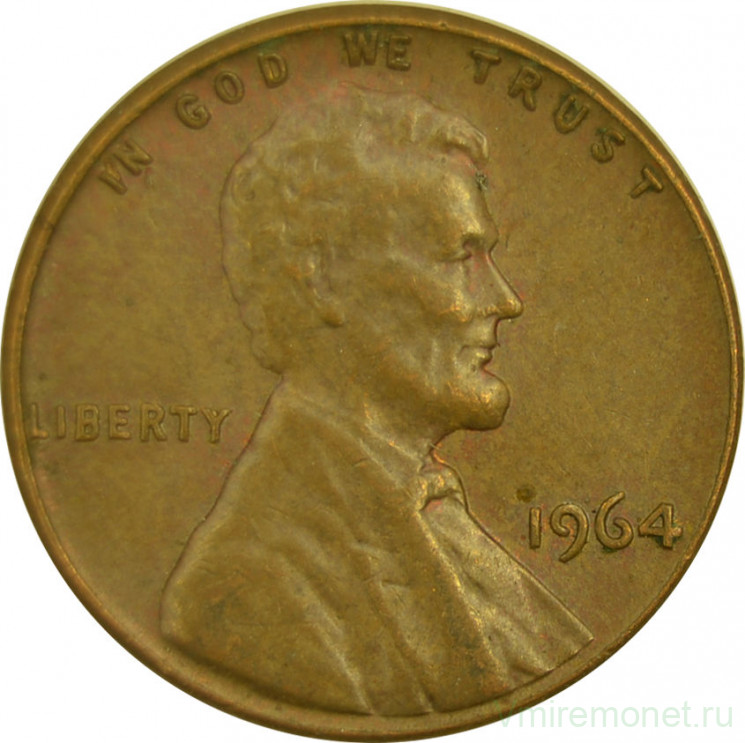 Монета. США. 1 цент 1964 год.