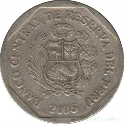 Монета. Перу. 50 сентимо 2005 год.