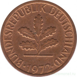 Монета. ФРГ. 1 пфенниг 1972 год. Монетный двор - Мюнхен (D).