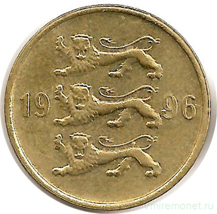 Монета. Эстония. 10 сентов 1996 год.