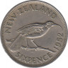 Монета. Новая Зеландия. 6 пенсов 1952 год. ав.