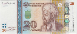 Банкнота. Таджикистан. 20 сомони 2021 год. Тип 25.