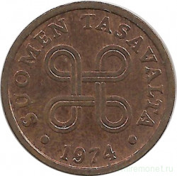Монета. Финляндия. 5 пенни 1974 год.