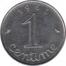 Монета. Франция. 1 сантим 1965 год. ав.