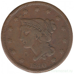 Монета. США. 1 цент 1840 год.