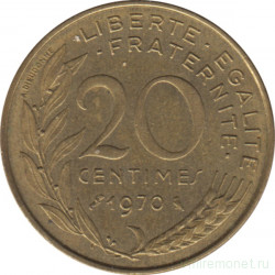 Монета. Франция. 20 сантимов 1970 год.
