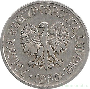 Монета. Польша. 5 грошей 1960 год.