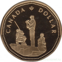 Монета. Канада. 1 доллар 1995 год. Памятник миротворческим силам. Пруф.